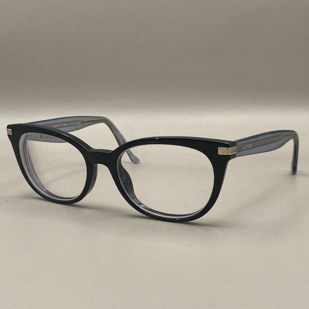 Tommy Hilfiger Eyeglasses, Frames Only, TH 1519 OY4, 50-18-140, Black/Clear Blue